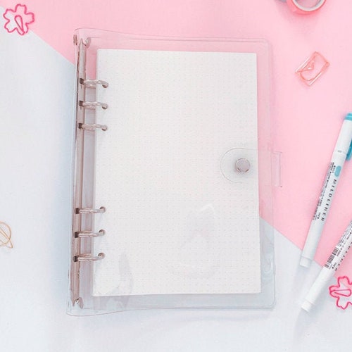 Rose Gold 6 Ring Binder Clear Soft Cover Binder Pocket A5 Journal