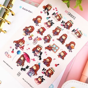 RAGAZZA CARINA: foglio di adesivi Kawaii