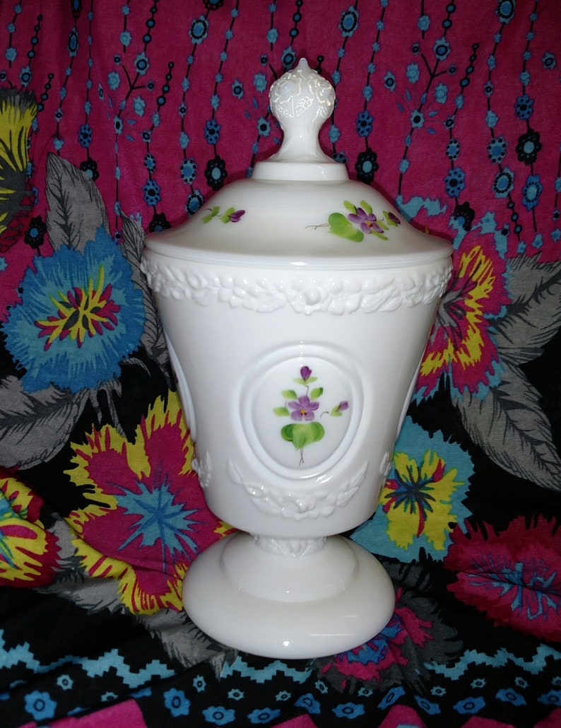 Beautiful Fenton Milk Glass Candy Dish with Lid Etsy