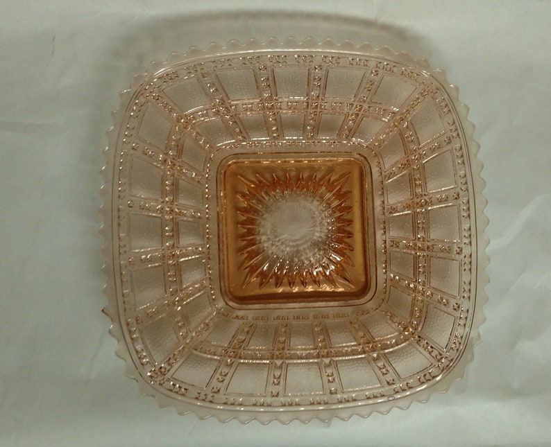 Vintage Beaded Block Pink Plate