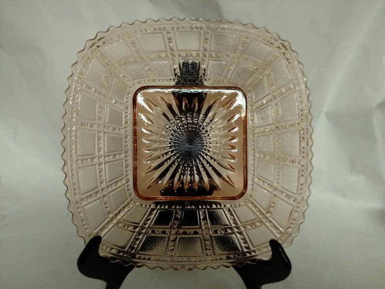 Vintage Beaded Block Pink Plate