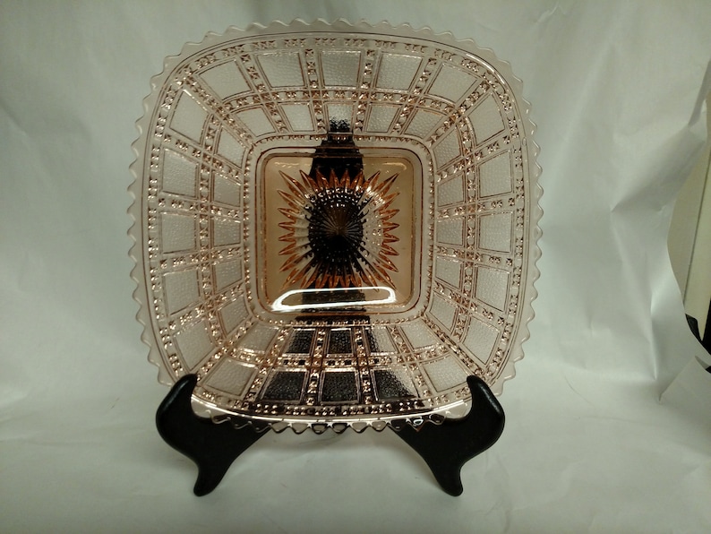Vintage Beaded Block Pink Plate