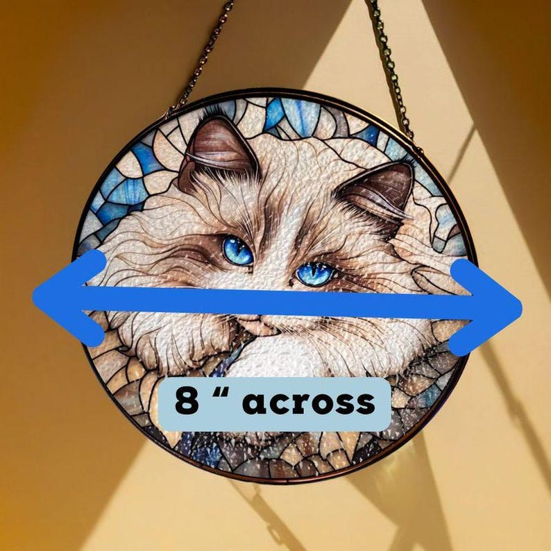Ragdoll cat suncatcher cat mom unique home decor cat stained glass style acrylic window ornament fluffy cat cute breed seal bicolor ragdoll image 7