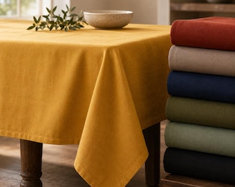 Custom Color Tablecloth (Cotton Blend) - Round, Square or Rectangle | Coordinated Table Linens for Home Entertaining Holiday and Events