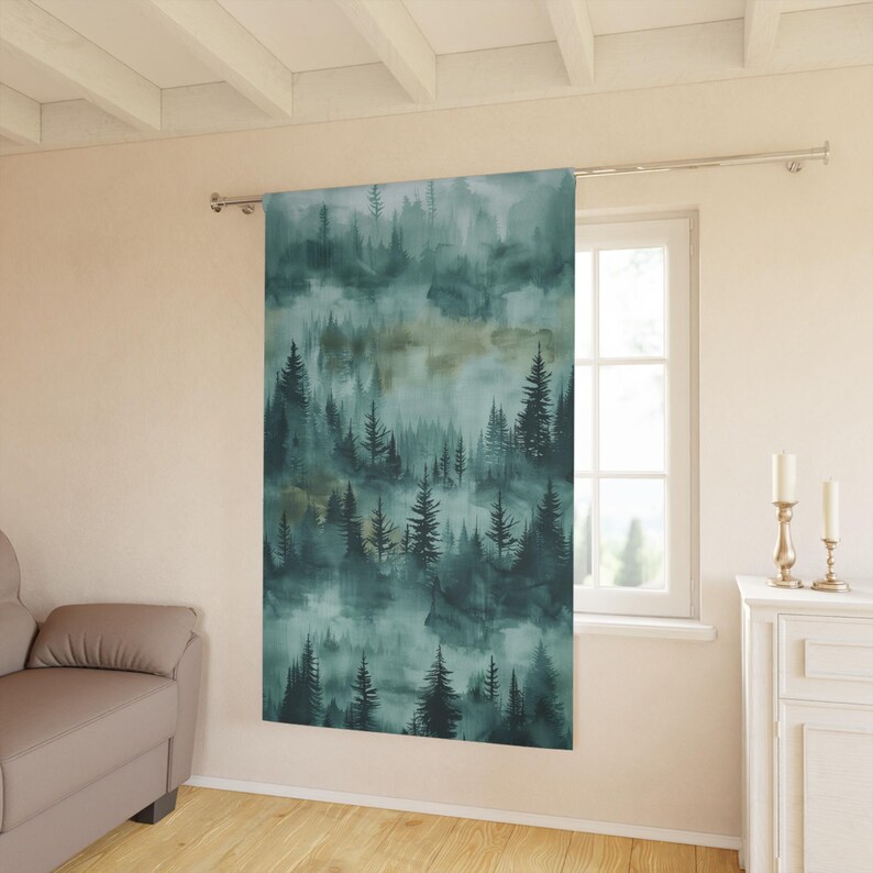 Forest Blackout Curtain Panel Cabin Lodge Decor Photo Inspiration