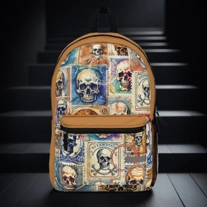 Sac à dos tête de mort pour garçon, cartable mode de style gothique alternatif, cartable pour la rentrée, sac à dos punk rock, sac à dos d'Halloween