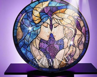 Zodiac Gemini astrology suncatcher color celestial gift idea stained glass acrylic window ornament horoscope birthday gift for her