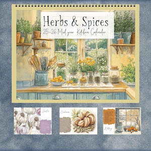 2025 mid year kitchen calendar cooking herbs spices cottage core calendar for gardeners cooks food lovers foodie wall calendar botanical art