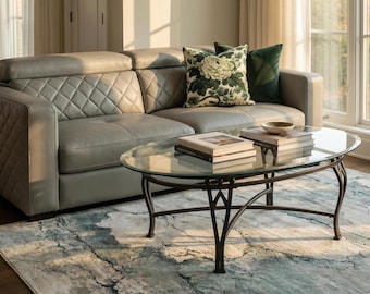Washable Sage Marble Area Rug with no skid bottom, Soft Modern Rug in Multiple Sizes, Designer Style Living Room or Dining Room Floor Accent