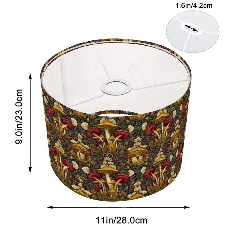 Red Mushroom Lampshade – Cottagecore William Morris Style • Botanical ...