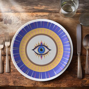 Unique bohemian spiritual plate with protective symbolism