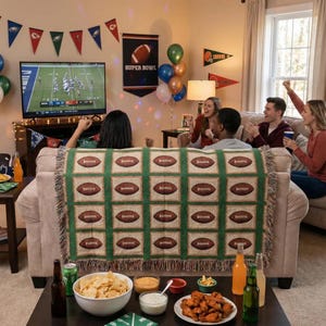 Matchdag Fotbollsfilt Baklucka Sport Fan Presentidé för Matchsäsong Heminredning Sportig Gåva till Tränare Uppskattning Stadionfilt