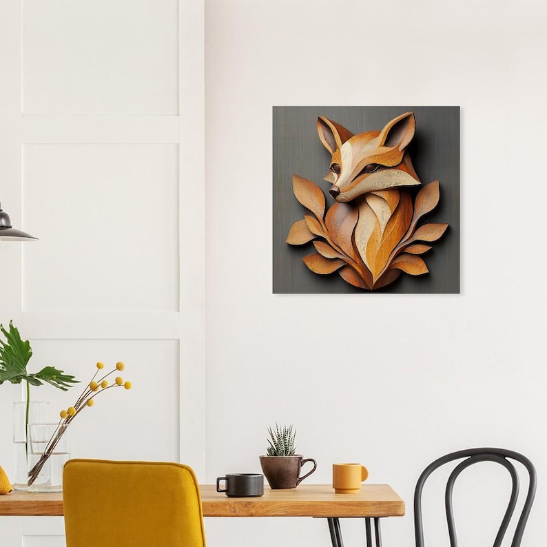 Rustic Fox Image Woodland Fox Wall Art Print - Rustic Fox Wildlife Wood Decor for Home ...