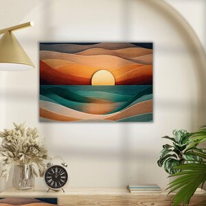 Coastal Sunset Wood Art Print - Organic Ocean Waves - Rustic Home Decor - sustainable home decor beach print living room accent piece