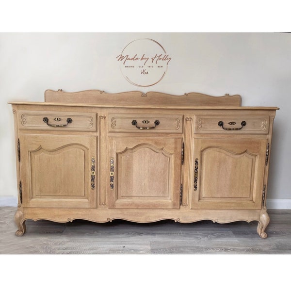 SOLD! Large Vintage Ornate French Raw Oak Sideboard / Buffet / Cupboard / Dresser Storage With Carvings Louis XV Style