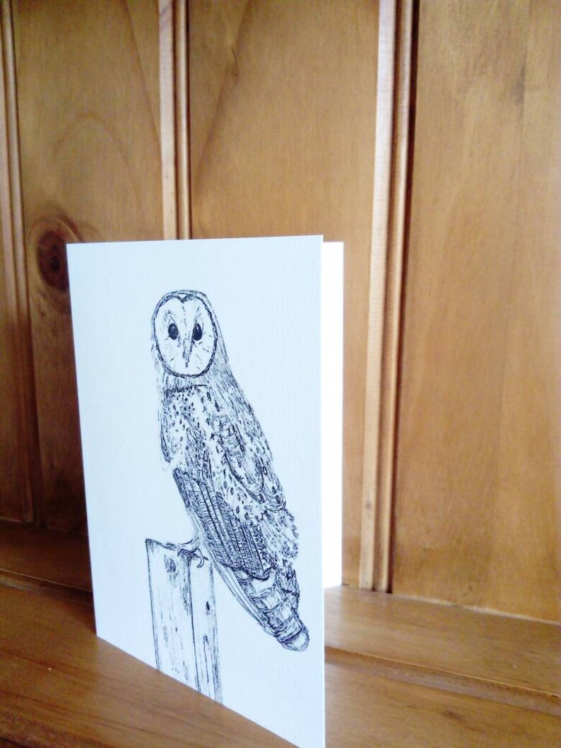 Greetings card// Barn owl card // blank inside image 6