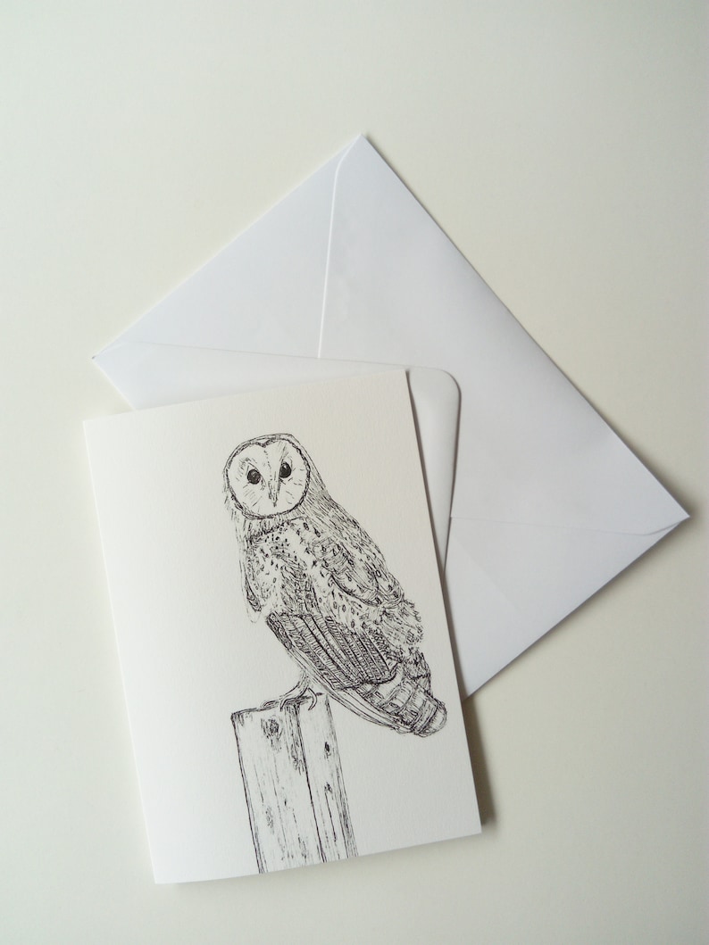 Greetings card// Barn owl card // blank inside image 1