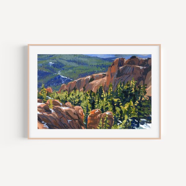 The View from Devils Head Lookout - Print Reproduction, Fire Lookout, Colorado Art, Oil painting print, Mountain Painting, Hiker Gifts