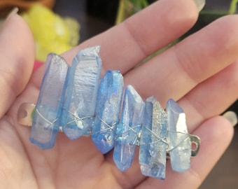Aqua Aura Quartz hair barrette