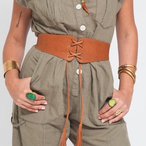 Brown Corset Belt, Waist Cincher Belt, Tassel Belt, Leather Corset Belt, Wide Belt for Women, Bohemian Belt with Tassels