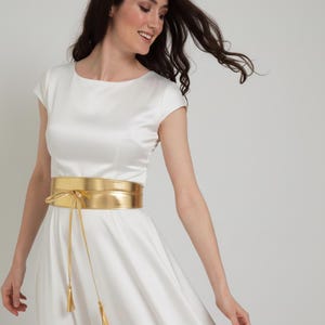 Gold Waist Belt, Metallic Leather Obi Belt, Wide Gold Bridesmaid Belt. Wedding&#39;s Guess Belt. All sizes available.