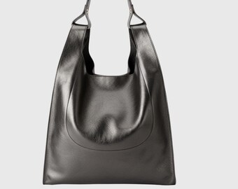 Jake in Silver Distressed Leather With Center Stripe and  display picture 1