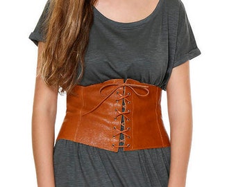 Leather Corset Belt Brown Lace up Leather Belt Women Wide - Etsy