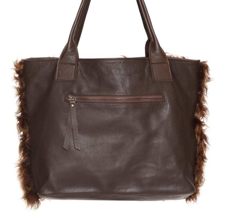 Fur Tote Bag Medium Size Tote Bag Fur Shoulder Bag Work Etsy