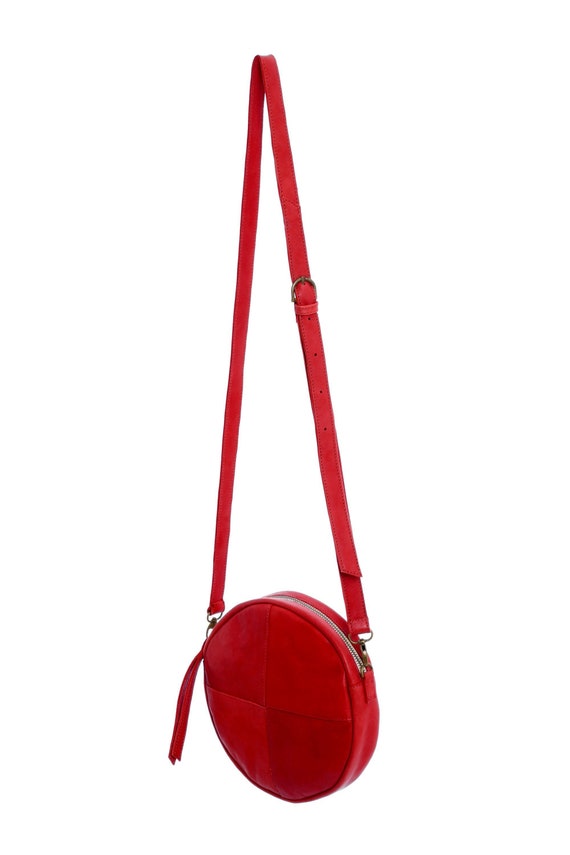 round red handbag