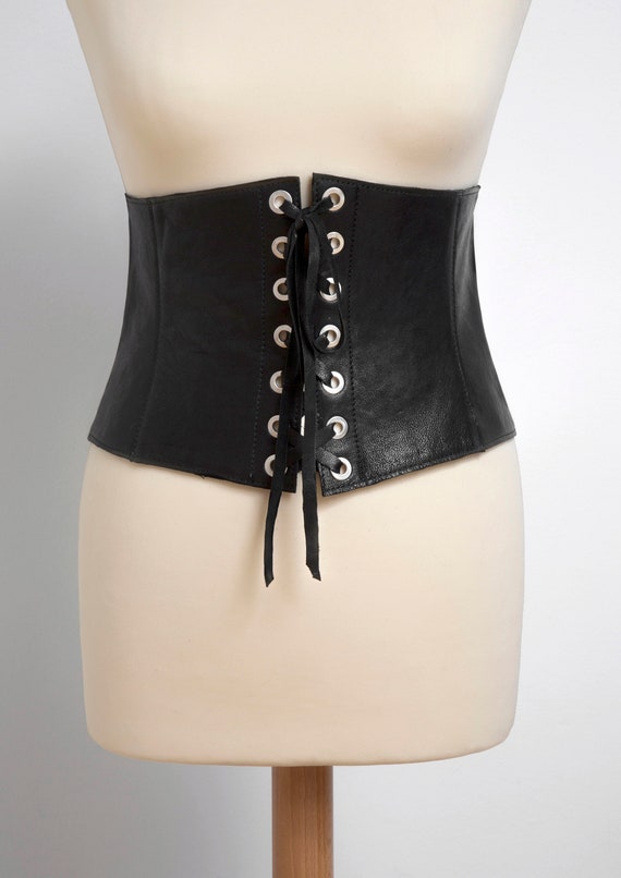 Black Women's Corset, Corset top Belt Handmade Leather, Vintage Gotic ...