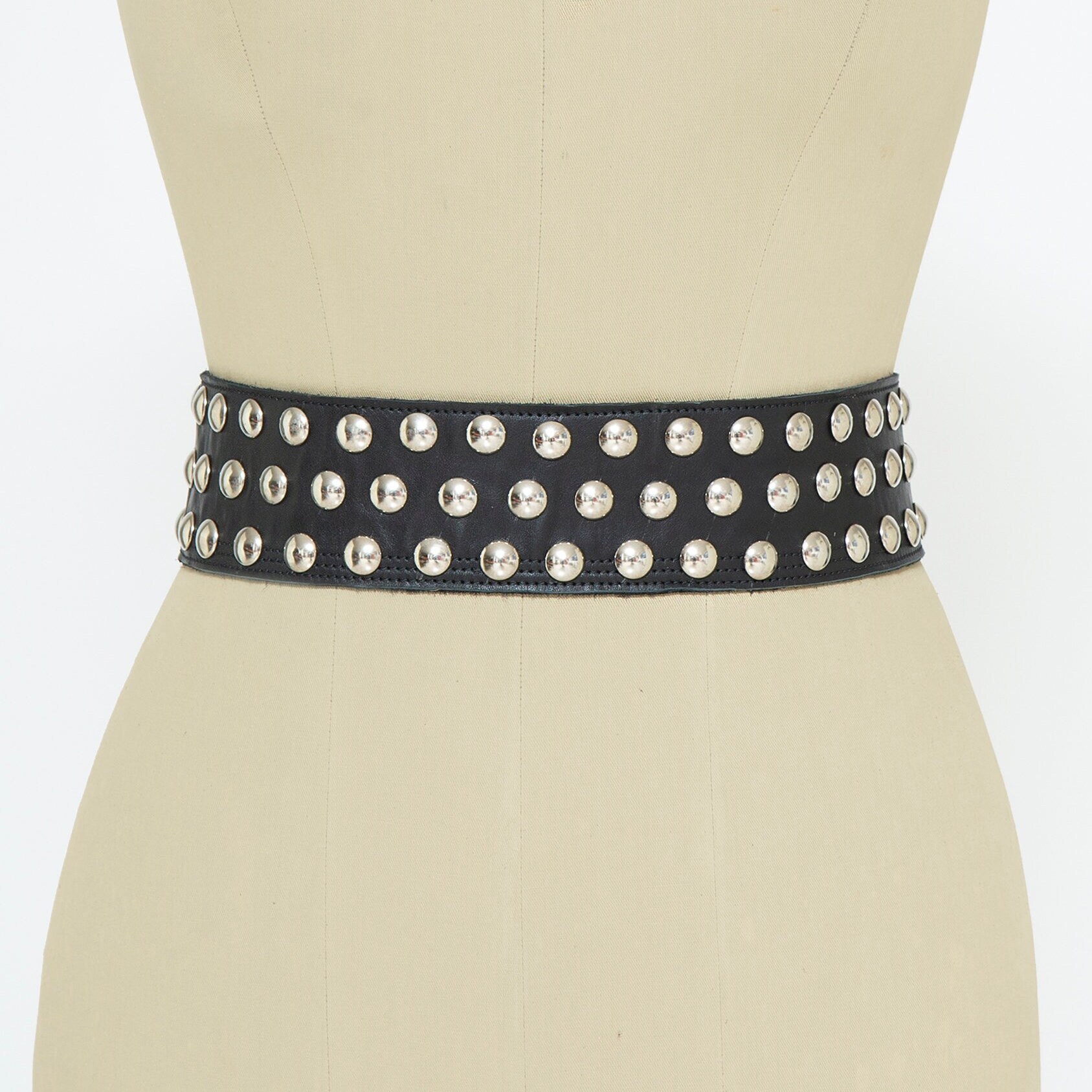 Black Studded Wide Statement Belt  NWT Wide Black Belt With Silver Studs | JUAN-JO | Wolf & Badger main image 4