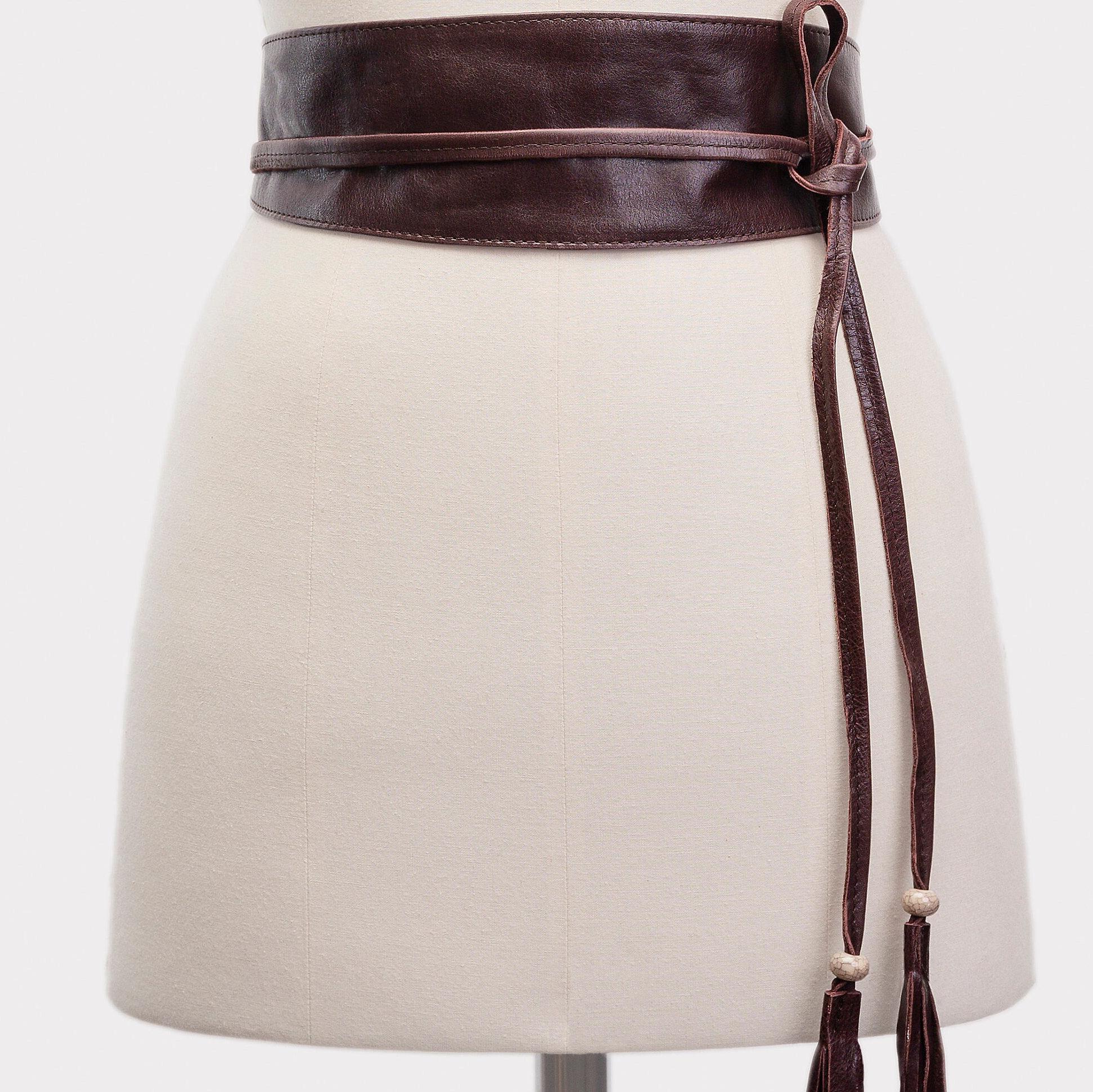 Camel Brown Leather Obi Belt With Tassels – Handmade Boho 