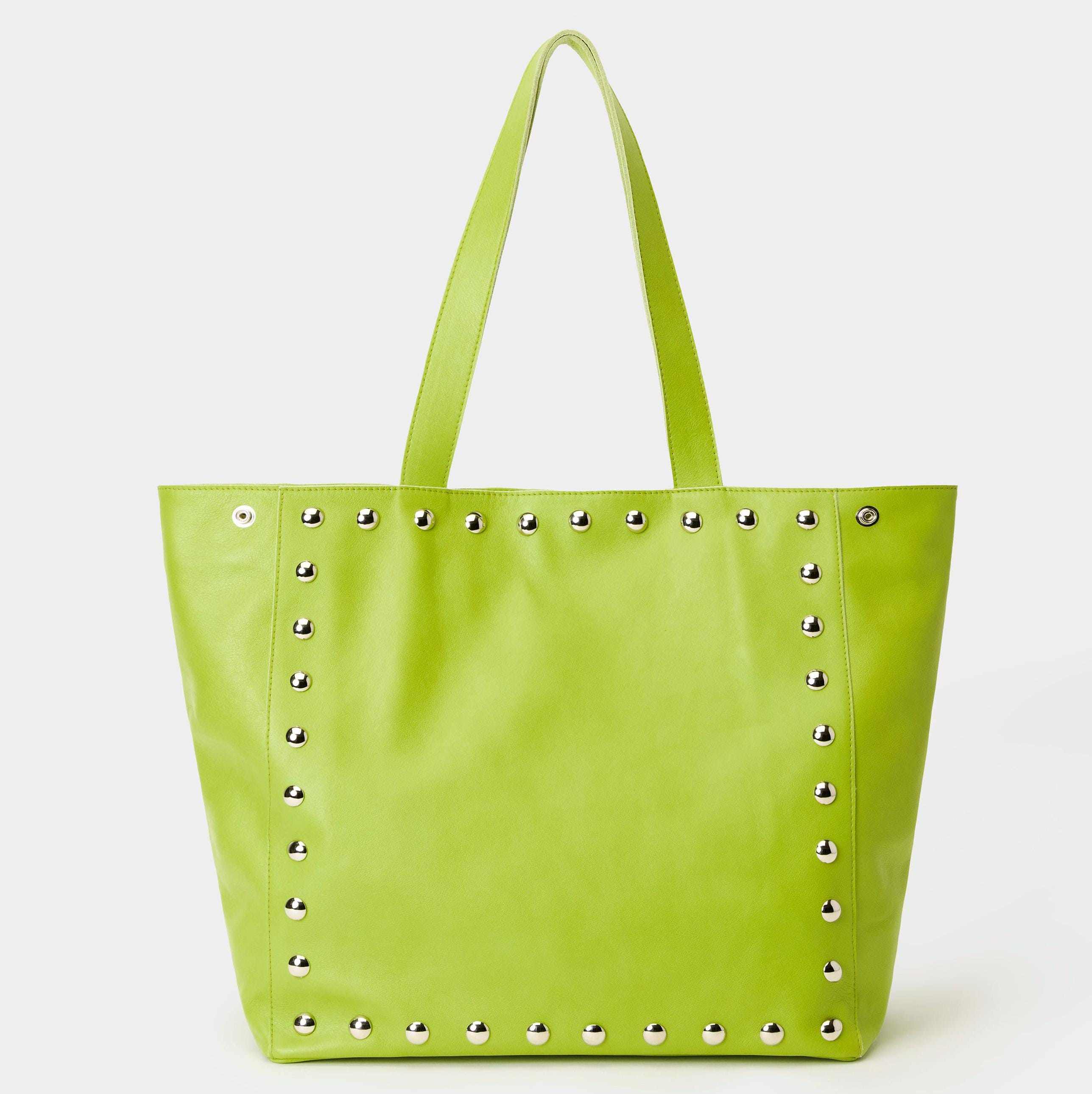 Stud Bag, Black Leather Tote, Studded Leather Bag, Full