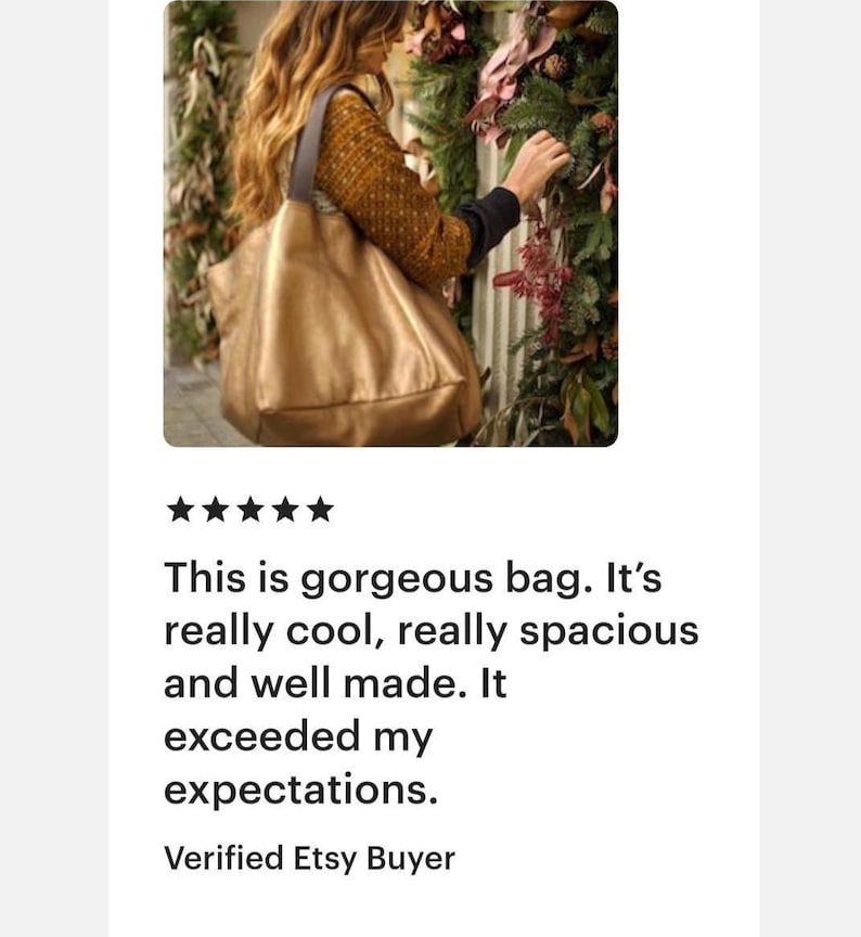 Bolso tote extragrande, bolso tote de cuero metalizado bronce hecho a mano de gran tamaño, bolso de hombro suave. imagen 3