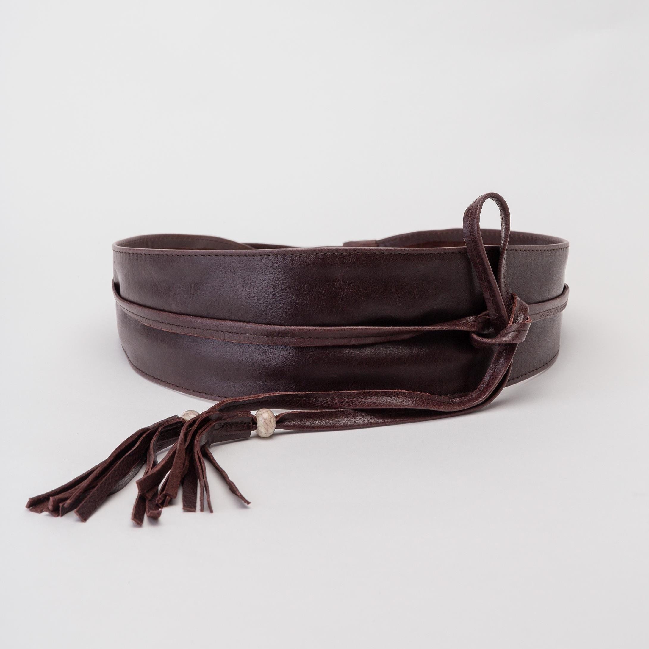 Woven Fringe Leather Waist Belt - Brown Brown Bohemian Wide Belts for Women for sale | eBay main image 3