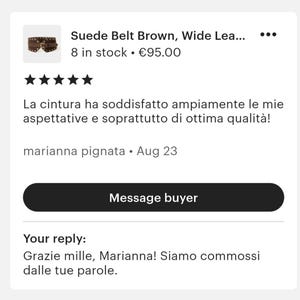 Brown Suede Corset Belt, Handmade Wide Soft Leather Belt for Women image 9