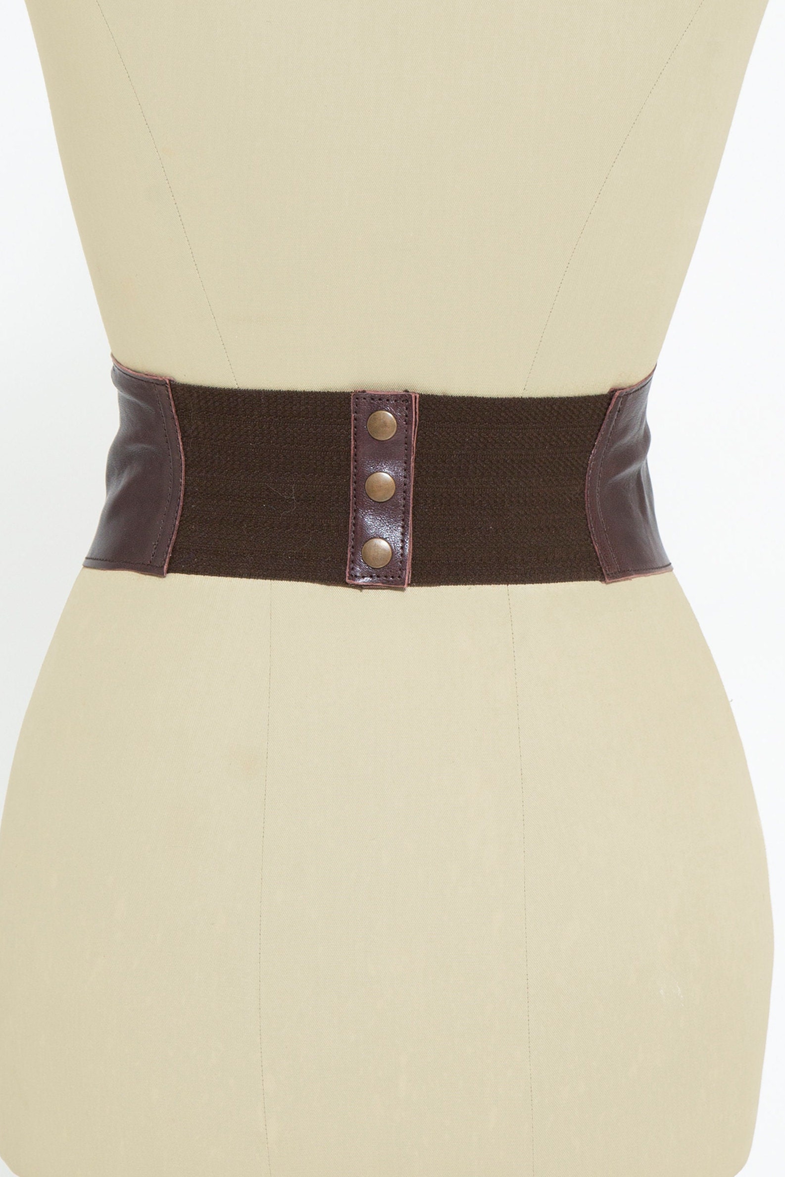 Brown Waist Corset Wide Leather Belt Elastic Corset Leather | Etsy