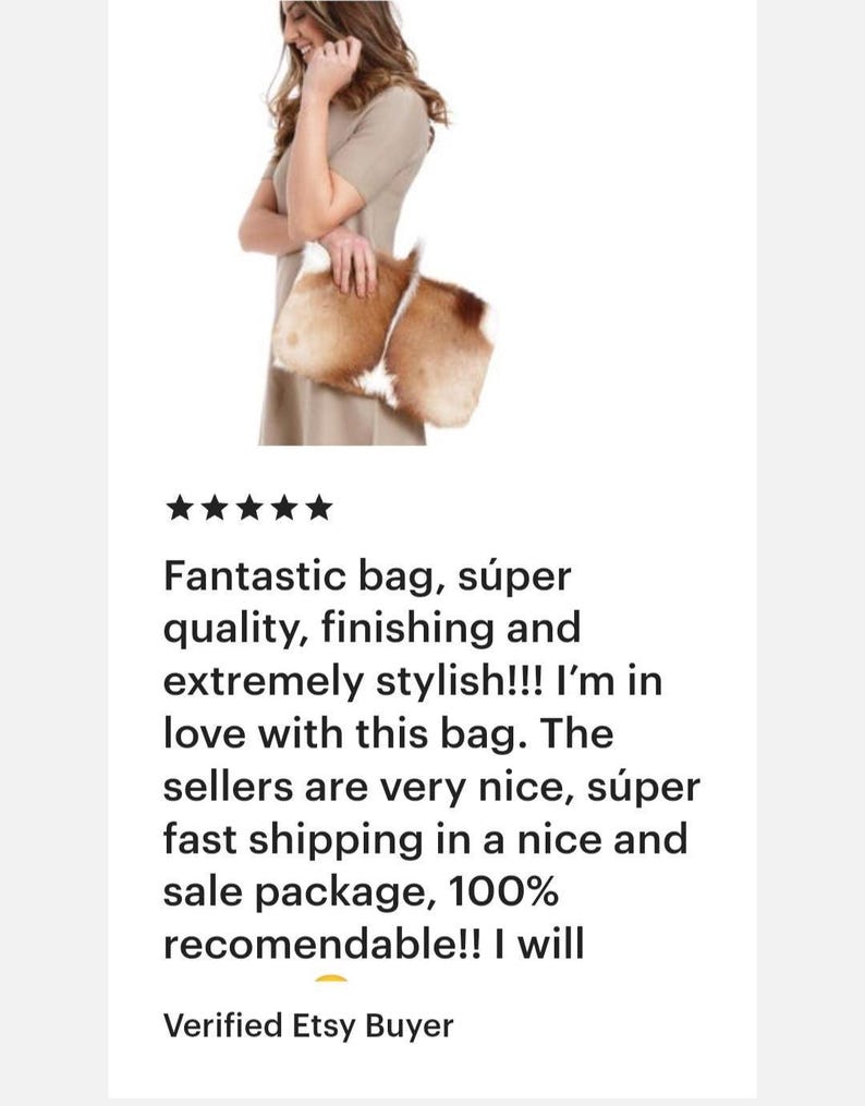 Springbockledertasche, handgefertigte Clutch aus Fellimitat Bild 3