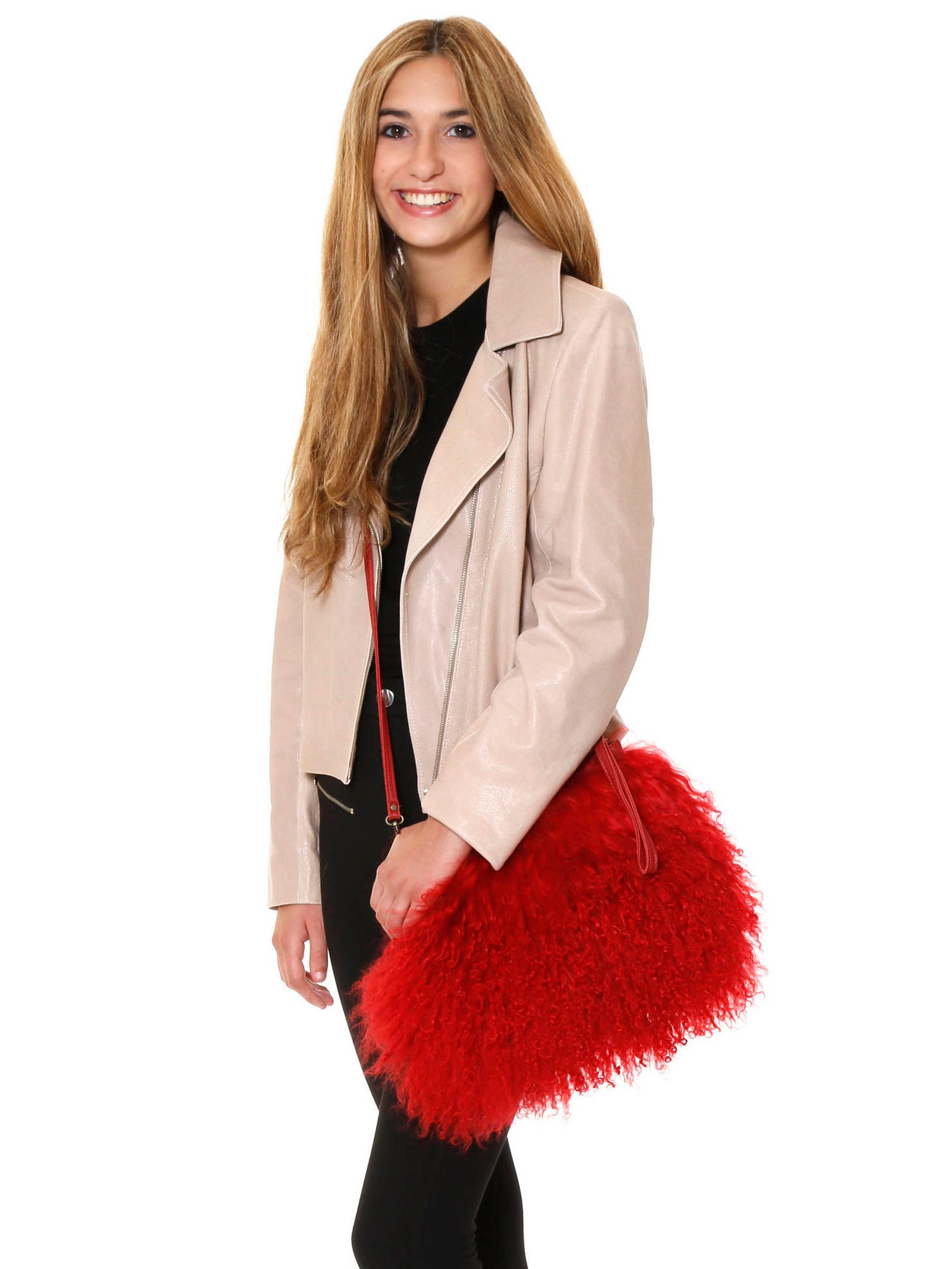 Red fur purse Clearance