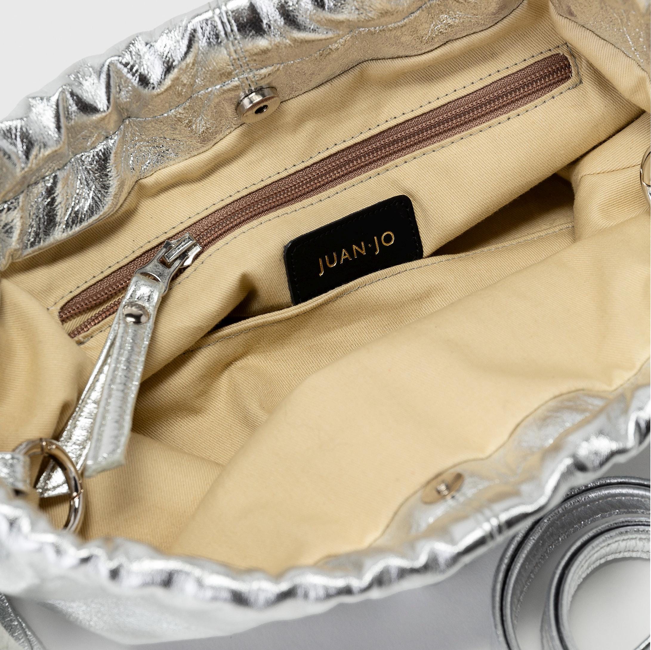 Silver Clutch Bag, Metallic Leather Bag, Silver Evening Bag