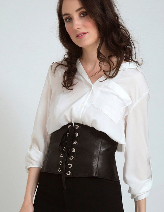 Corset Belt, Waist Cincher, Underbust Corset, Dark Brown Waist Corset,  Medieval Celtic Renaissance Wide Leather Belt for Women 