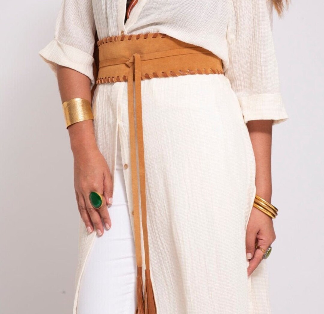 thick brown belt for dress Lina brown wide waist belt main image 1