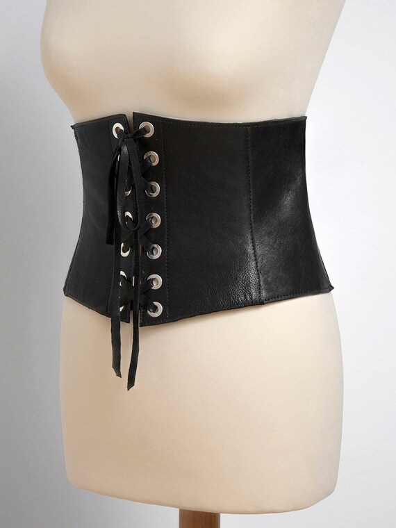 Limited Edition Wide Brown Leather Front Lacing Corset Belt : CB-920S