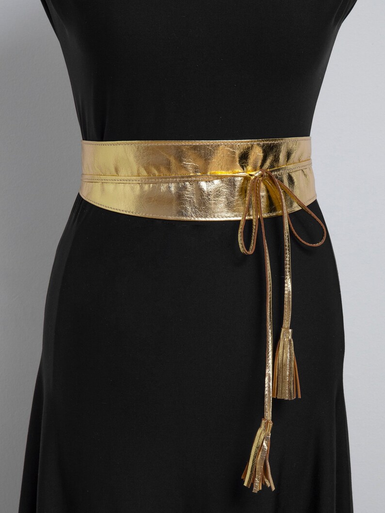 Gold leather waist belt