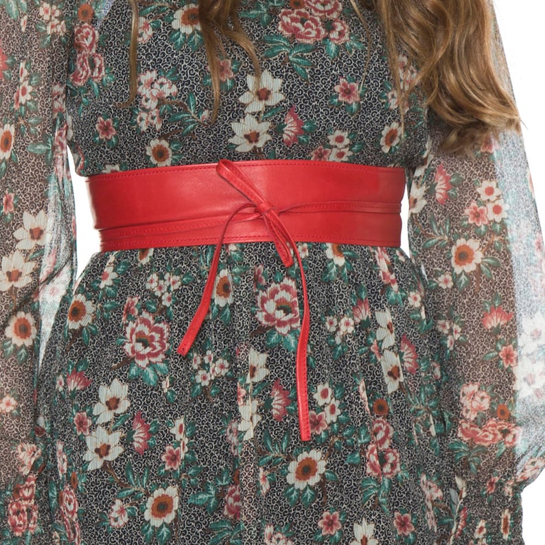 red wide belt for dresses