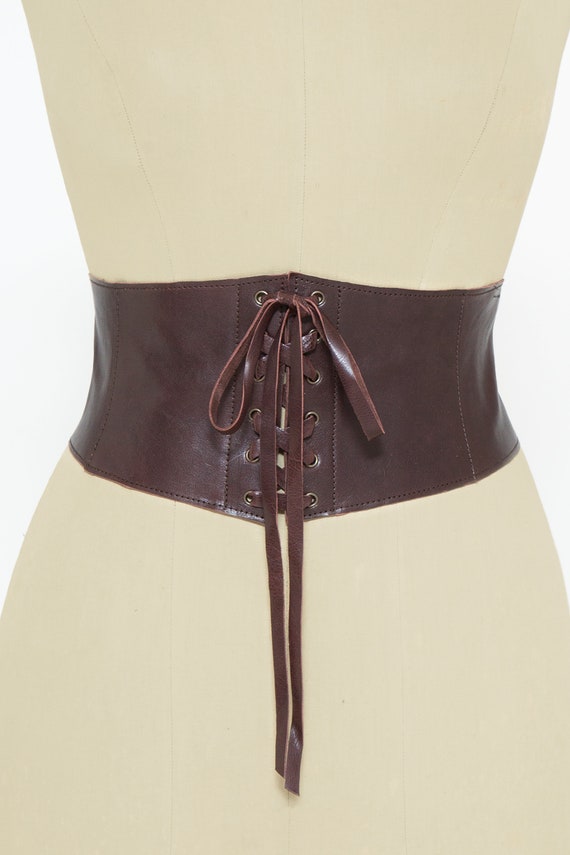 Wide Stretch Belt, Brown Leather Corset, Wide Leather Belt, Medieval Elastic  Corset Belt, All Sizes Available 