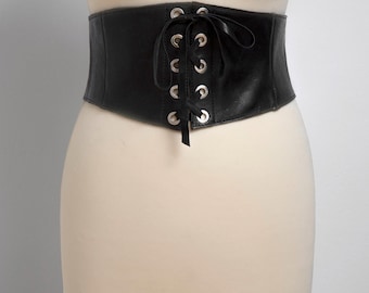 Wide Stretch Belt, Brown Leather Corset, Medieval Elastic  display picture 2