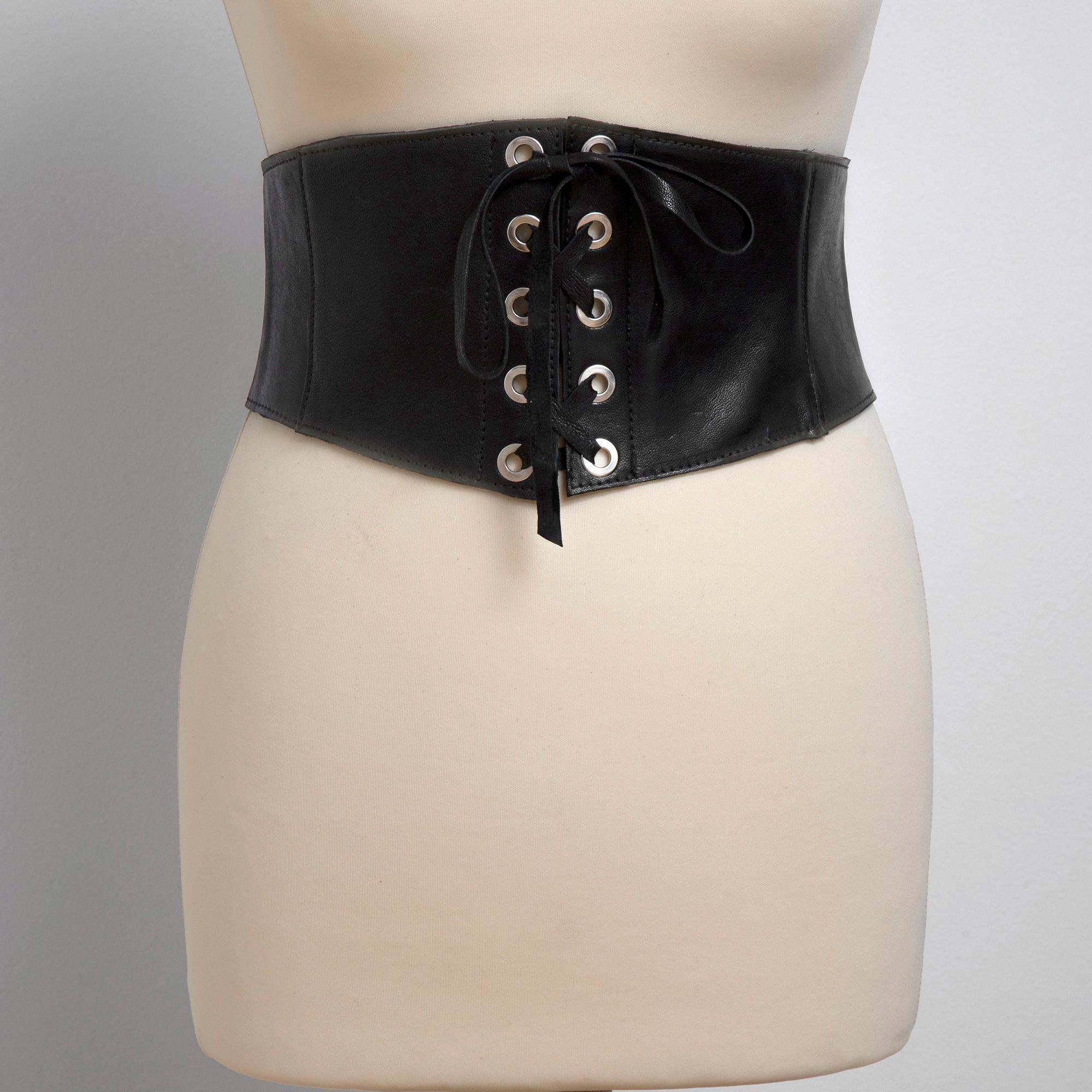 2 Pack Black & Brown Leather Elastic Wide Stretch Belts Corset Halloween Costume Women main image 4