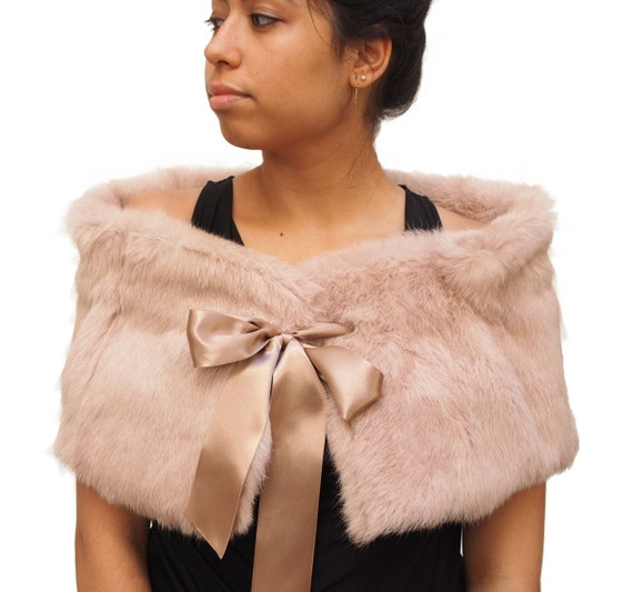 light pink fur shawl