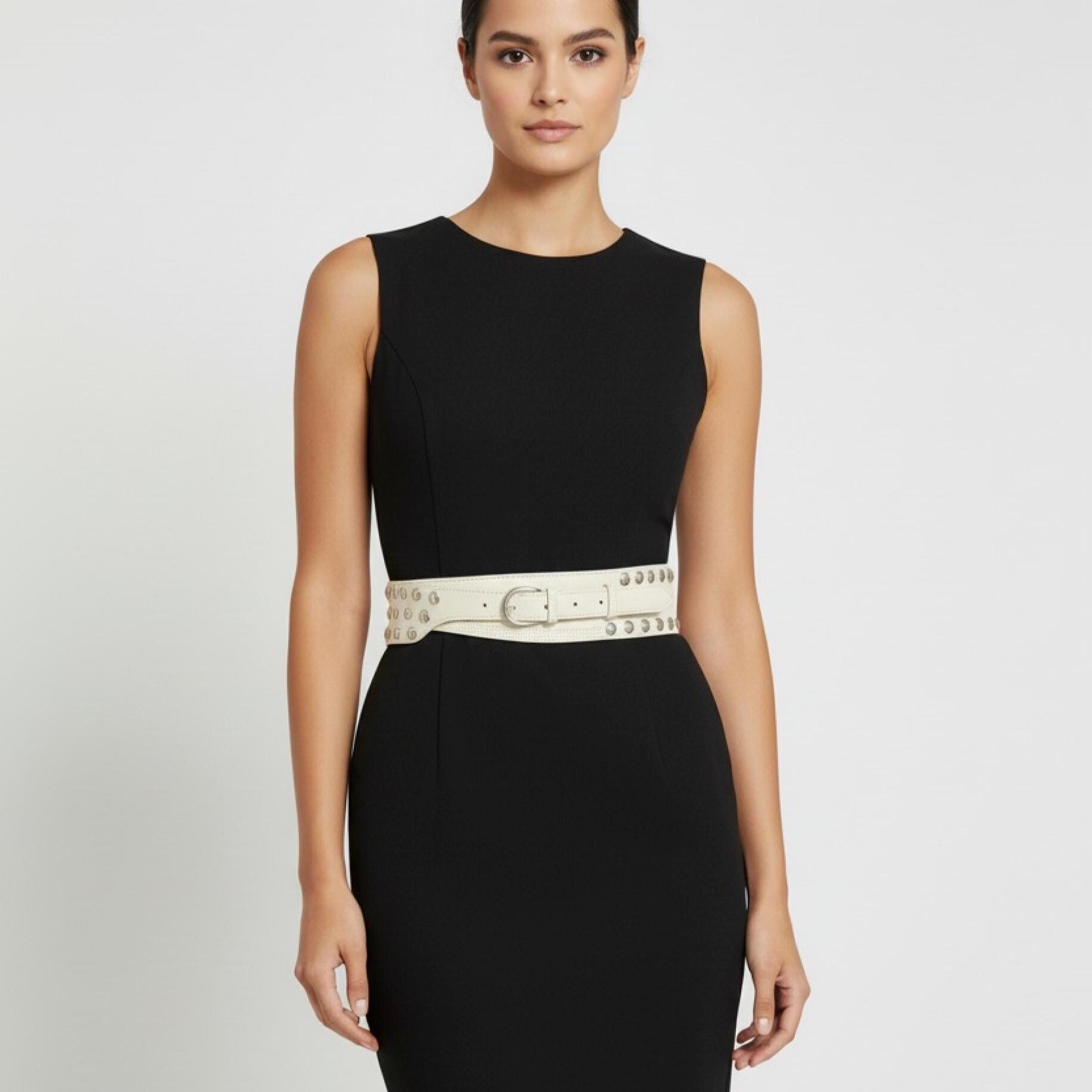 Black Studded Wide Statement Belt  NWT Wide Black Belt With Silver Studs | JUAN-JO | Wolf & Badger main image 2